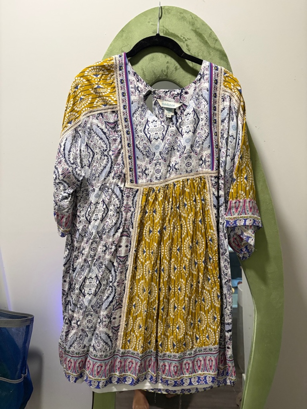 Sundance Yellow, White & Purple Patterned Boho Tunic Dress
